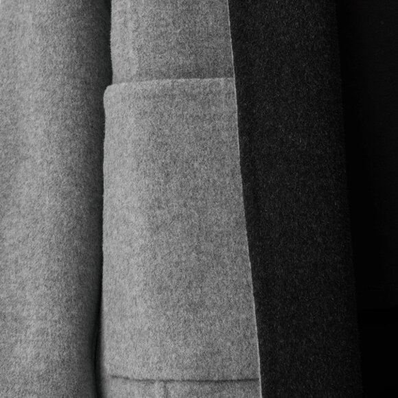 Eileen Fisher Moon High Collar Doubleface Wool Cashmere Coat Medium Gray - Picture 3 of 6